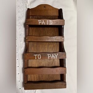 Vintage Wood Mail Bill Organizer
